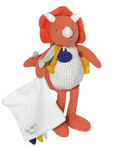 Doudou et Compagnie Peluche de dinosaure orange avec doudou - Lou - 25 cm> Peluche Avec Doudou