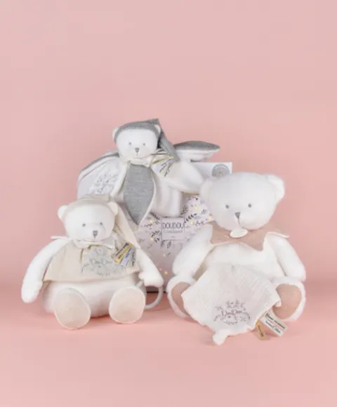 Doudou et Compagnie Peluche eveil Bébé Ours Blanc - 30 cm - Collection Anniversaire> Hochets Et Pantins D'Activités|Peluches