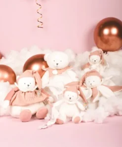 Doudou et Compagnie Peluche eveil Bébé Ours Rose - 30 cm - Collection Anniversaire><noscript><img width=
