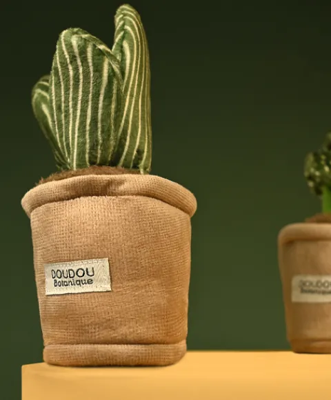 Doudou et Compagnie Peluche fleur - 9 cm - Botanique - Vert rayures jaunes> Peluche Adulte|Peluches