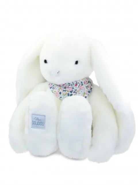 Doudou et Compagnie Peluche lapin Blanc XXL - Lapin Fleurette 50 cm> Peluches