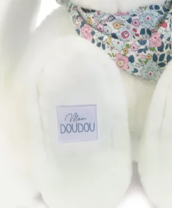 Doudou et Compagnie Peluche lapin Blanc XXL - Lapin Fleurette 50 cm><noscript><img width=