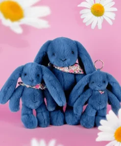 Doudou et Compagnie Peluche lapin bleu 25 cm - Lapin Fleurette><noscript><img width=
