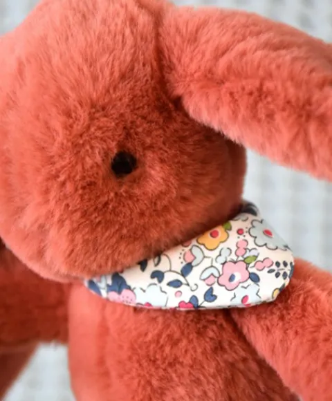 Doudou et Compagnie Peluche lapin orange 25 cm - Lapin Fleurette> Peluches