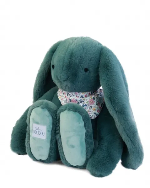Doudou et Compagnie Peluche lapin Vert XXL - Lapin Fleurette 50 cm> Peluches Géantes|Peluches