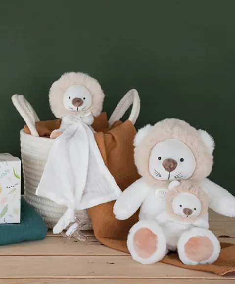 Doudou et Compagnie Peluche lion avec Bébé - 25 cm - Unicef> Peluches