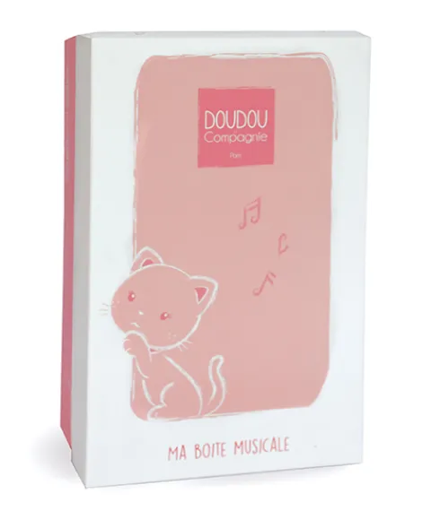 Doudou et Compagnie Peluche musicale Chat gris et corail- 20 cm> Boîte À Musique
