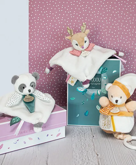 Doudou et Compagnie Peluche musicale ours beige et miel - 20 cm> Boîte À Musique