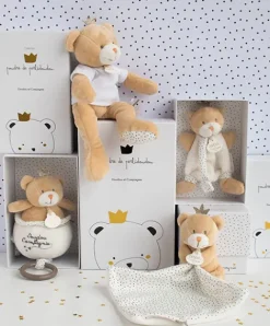 Doudou et Compagnie Peluche musicale ours Petit Roi marron - 14 cm><noscript><img width=