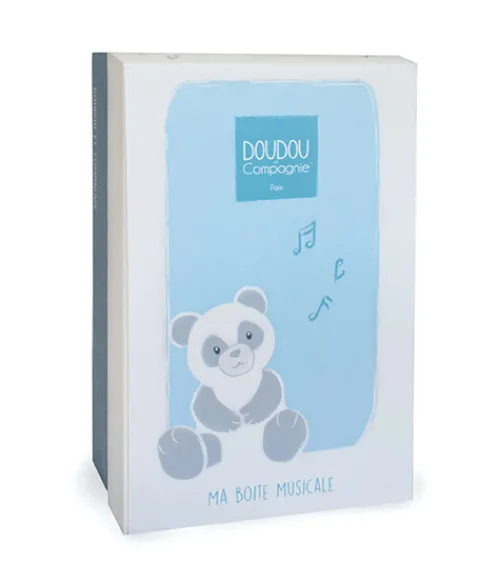 Doudou et Compagnie Peluche musicale Panda gris - 20 cm> Boîte À Musique