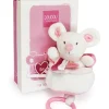 Doudou et Compagnie Peluche musicale Souris rose - 20 cm> Boîte À Musique