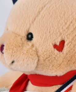 Doudou et Compagnie Peluche Ours beige - Chef avec Macaron vert - 28 cm><noscript><img width=