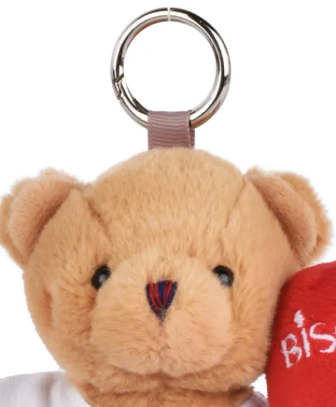 Doudou et Compagnie Peluche Ours beige porte cle - Bisous - 15 cm> Porte-Clé