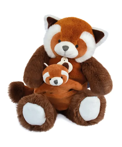 Doudou et Compagnie Peluche Panda roux avec bébé - 25 cm - Unicef> Peluches