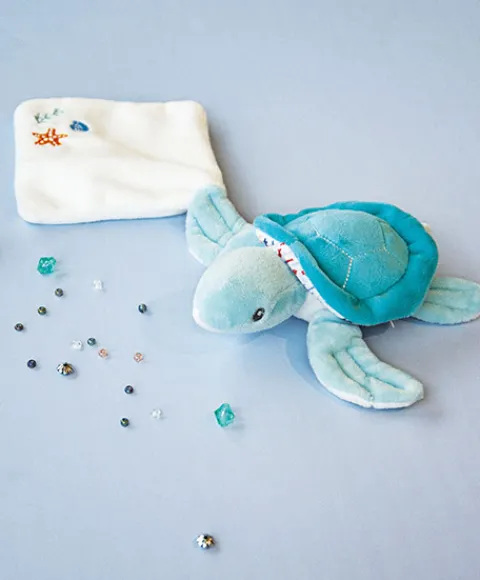 Doudou et Compagnie Peluche Tortue doudou bébé verte - 16 cm> Doudou Mouchoir|Peluche Avec Doudou
