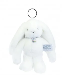 Doudou et Compagnie Porte clé en peluche Lapin Blanc- 18 cm - Lapin Fleurette> Peluches|Porte-Clé