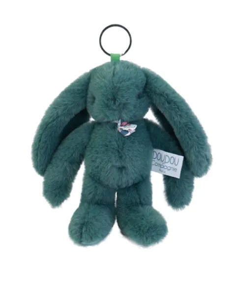 Doudou et Compagnie Porte clé en peluche Lapin Vert - 18 cm - Lapin Fleurette> Peluches|Porte-Clé