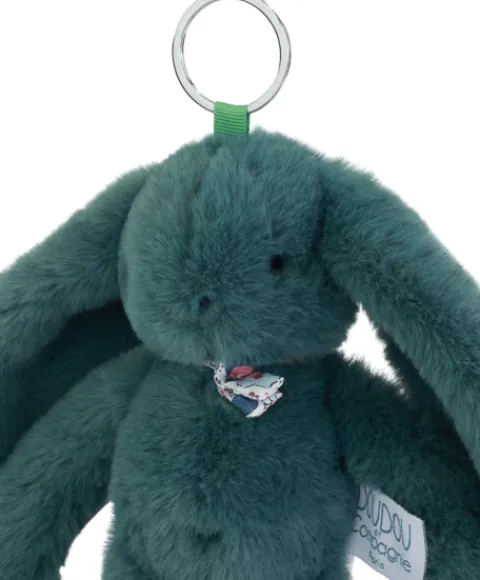 Doudou et Compagnie Porte clé en peluche Lapin Vert - 18 cm - Lapin Fleurette> Peluches|Porte-Clé