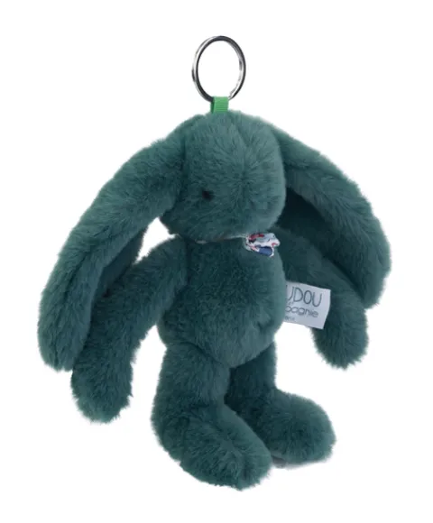 Doudou et Compagnie Porte clé en peluche Lapin Vert - 18 cm - Lapin Fleurette> Peluches|Porte-Clé