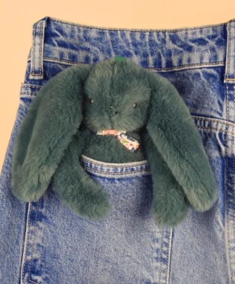 Doudou et Compagnie Porte clé en peluche Lapin Vert - 18 cm - Lapin Fleurette> Peluches|Porte-Clé