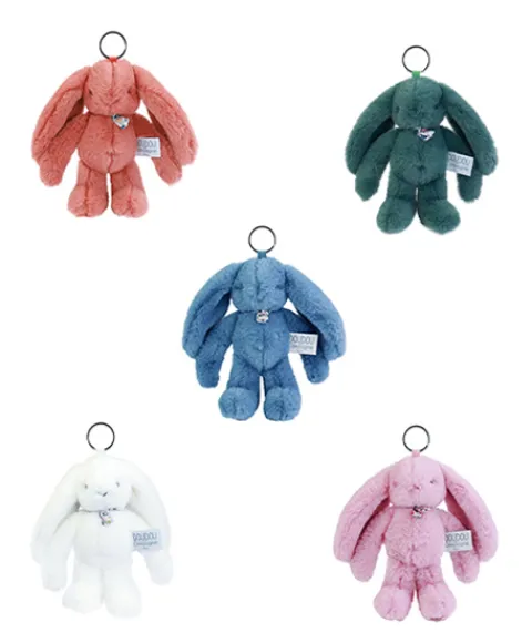 Doudou et Compagnie Porte clé en peluche Lapin Vert - 18 cm - Lapin Fleurette> Peluches|Porte-Clé