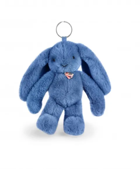 Doudou et Compagnie Porte clé en peluche Lapin Bleu- 18 cm - Lapin Fleurette> Peluches|Porte-Clé