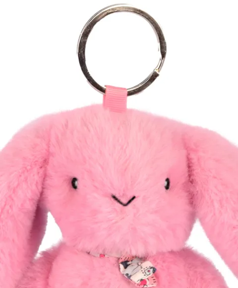 Doudou et Compagnie Porte clé en peluche Lapin Rose - 18 cm - Lapin Fleurette> Peluches|Porte-Clé
