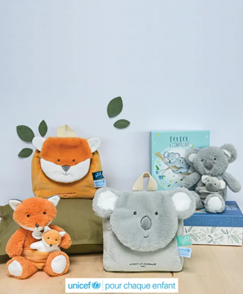 Doudou et Compagnie Sac à dos bebe renard - 20 x 20 x 10 cm - Unicef> Sacs