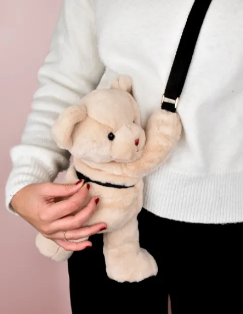 Doudou et Compagnie Sac bandouliere - Ours en peluche beige - 30 cm> Peluches|Les Ours En Peluche