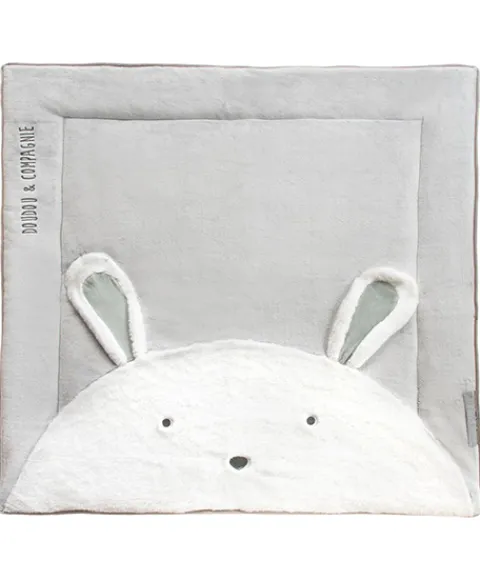 Doudou et Compagnie Tapis de Parc Lapin - gris perle - 100 x 100 cm> Les Tapis