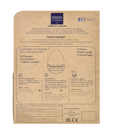 Doudou et Compagnie Veilleuse bebe musicale Culbuto marron - 16 cm> Veilleuses