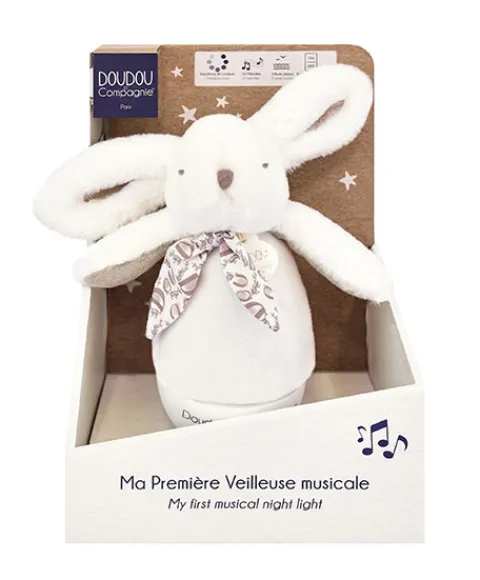 Doudou et Compagnie Veilleuse bebe musicale Culbuto blanc - 16 cm> Veilleuses