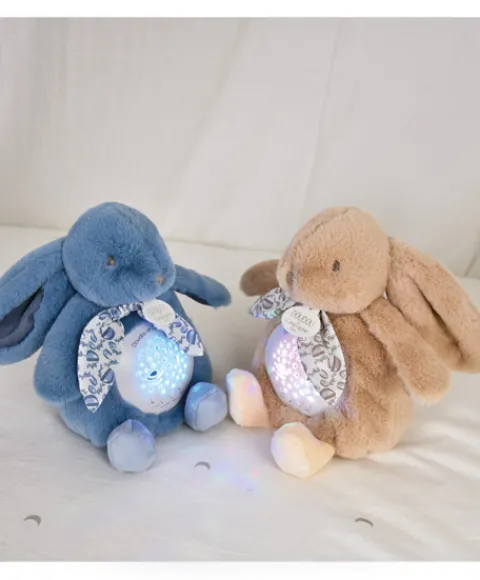 Doudou et Compagnie Veilleuse Lapin Musicale Projection mur avec chansons Douces - Bleu> Veilleuses