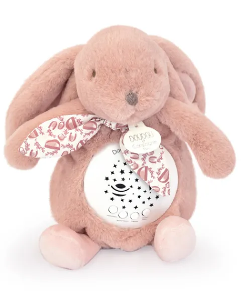 Doudou et Compagnie Veilleuse Lapin Musicale Projection mur avec chansons Douces - Rose poudré> Veilleuses