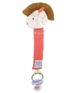 Doudou et Compagnie Attache sucette girafe - 18 cm - Corail
