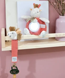 Doudou et Compagnie Attache sucette girafe - 18 cm - Corail