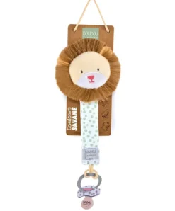 Doudou et Compagnie Attache sucette Lion - Couleurs Savane - 18 cm - Vert