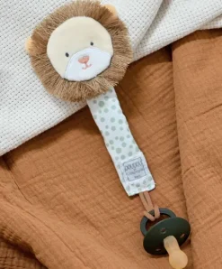 Doudou et Compagnie Attache sucette Lion - Couleurs Savane - 18 cm - Vert
