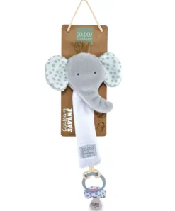 Doudou et Compagnie Attache sucette éléphant - 18 cm - gris clair