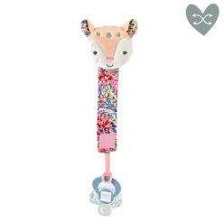 Doudou et Compagnie Attache tétine lapin rose ou faon Boh'aime -18 cm