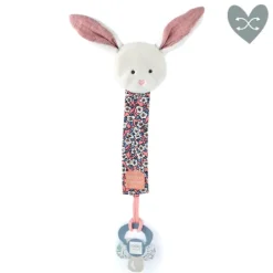 Doudou et Compagnie Attache tétine lapin rose ou faon Boh'aime -18 cm