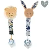 Doudou et Compagnie Attache tétine lion ou lapin bleu Boh'aime - 18 cm