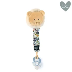 Doudou et Compagnie Attache tétine lion ou lapin bleu Boh'aime - 18 cm