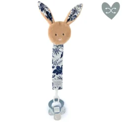 Doudou et Compagnie Attache tétine lion ou lapin bleu Boh'aime - 18 cm