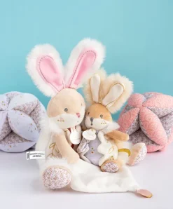 Doudou et Compagnie Balle d'activités Lapin de sucre - Blanc - 15 cm