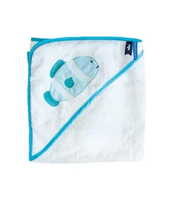 Doudou et Compagnie Cape de bain bébé poisson vert - 80 x 80 cm