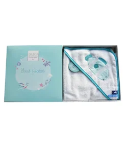 Doudou et Compagnie Cape de bain bébé poisson vert - 80 x 80 cm