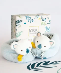 Doudou et Compagnie Chaussons bébé avec hochets Yoca le koala - 0/6 mois