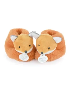 Doudou et Compagnie Chaussons bebe en peluche renard - 0/6 mois -Unicef