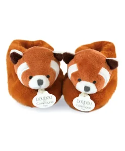 Doudou et Compagnie Chaussons bebe en peluche panda roux - Unicef - 0-6 mois